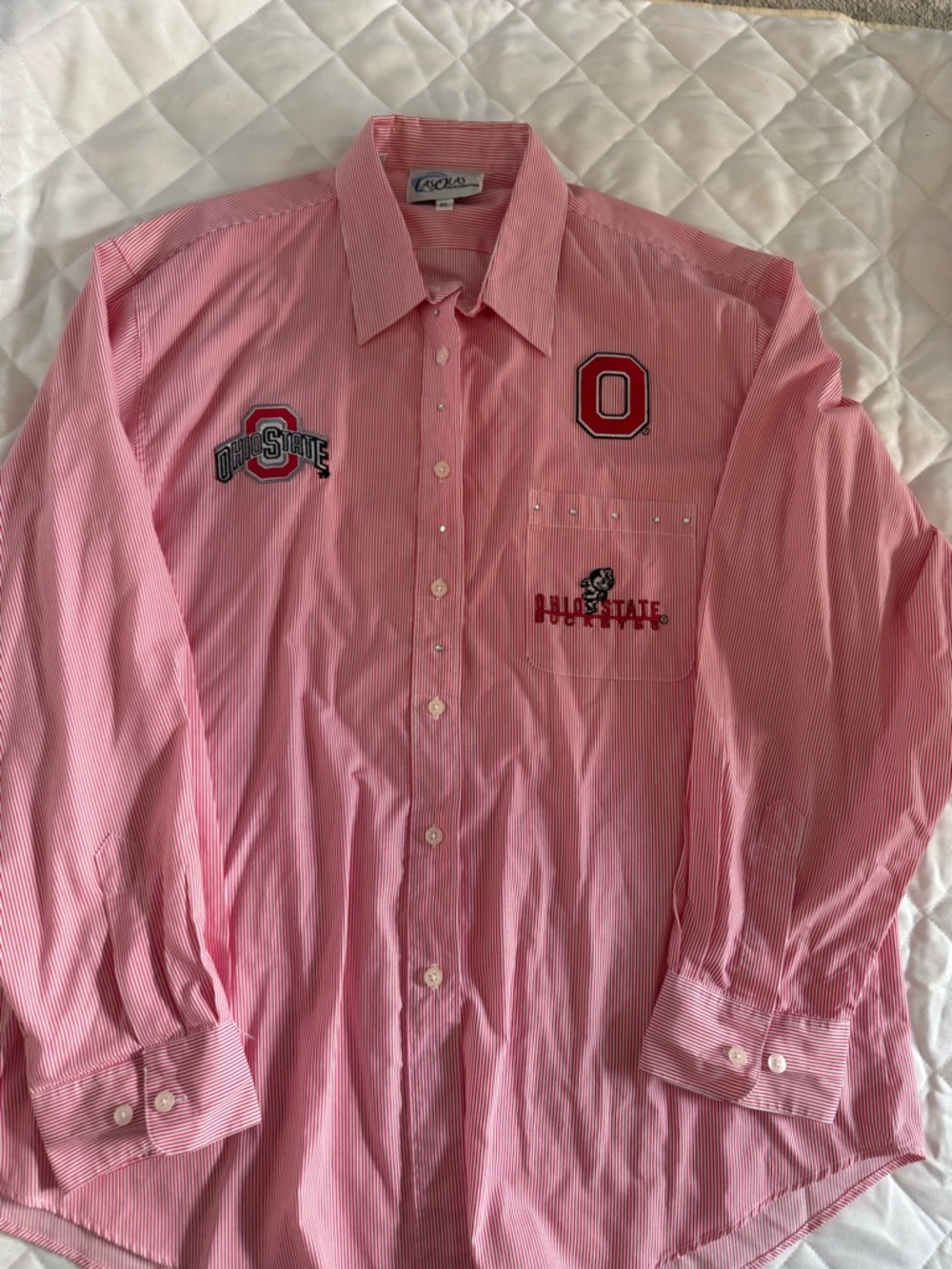 Striped Ohio State Button-Down Dress Shirt